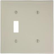 🔲 leviton 80706-t 2-gang combination wallplate with 1-toggle and 1-blank, standard size, light almond logo