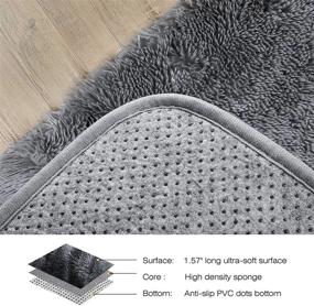 img 1 attached to 🏠 ROSSNY 3x5FT Super Soft Area Rug - Non-Slip Shag Rug for Living Room, Bedroom | Modern Home Decor, Grey