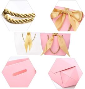 img 2 attached to 🎁 12PCS PHOGARY Gift Bags with Handles - Paper Party Favor Bag Bulk with Bow Ribbon for Elegant Birthday Wedding Graduation Celebration Present Wrap (Pink & White, Medium) - Improved SEO