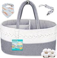 👶 cotton rope baby diaper caddy organizer: portable nursery storage bin for newborn boys and girls with essential handle locker logo