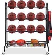 🏀 efficient fhxzh ball storage garage: basketball racks, holder & rolling cart with baskets and hooks - sports equipment organizer on wheels логотип