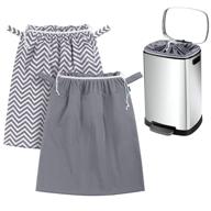 👶 teamoy 2 pack reusable cloth diaper pail liner, elastic band and drawstring, fits 13.2 gallon trash can and diaper pails, gray chevron and slate design logo