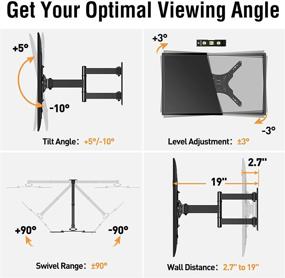 img 2 attached to 📺 ELIVED Full Motion TV Wall Mount: Swivel, Tilt & Articulating Arm Bracket for 26-55" Curved/Flat TVs - Max VESA 400x400mm, 88 lbs