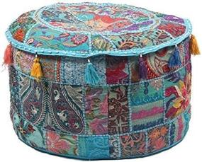img 1 attached to GANESHAM Patchwork Bohemian Embroidered Turquoise