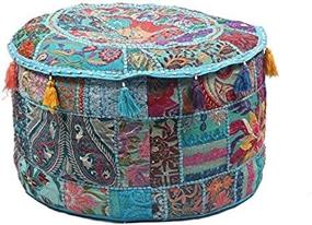 img 3 attached to GANESHAM Patchwork Bohemian Embroidered Turquoise