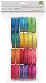 img 4 attached to 🎀 24 Pack of American Crafts Extreme Value Neon Grosgrain Ribbon: Assorted Printed and Woven Patterns