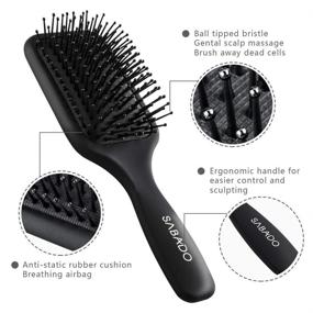 img 3 attached to 🔸 Versatile 4Pcs Hair Brush and Comb Set for Men and Women - Ideal for All Hair Types, Detangling Wet/Dry, Long/Short, Thick/Thin, Curly/Natural Hair (Black)