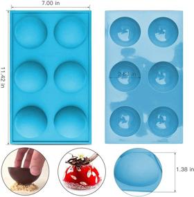 img 4 attached to 🍫 6-Hole Semi Sphere Silicone Mold for Chocolate, Cake, Jelly, Mousse - Large Size, 3 Blue