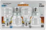💡 sunlite 00835-su мини спиральная делавец энергии электрического света, 23w (эквивалент 100w), е26 медиум основа, 1500 люменов, срок службы 10,000 часов, цветовая температура дневного света 6500k, 4-упаковка (1 штука) логотип