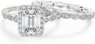 elegant eamti 2ct 925 sterling silver bridal ring sets with emerald cut cz engagement rings – vintage promise rings and marquise wedding bands for women in sizes 4-11 logo