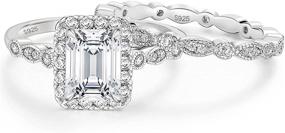 img 4 attached to Elegant EAMTI 2CT 925 Sterling Silver Bridal Ring Sets with Emerald Cut CZ Engagement Rings – Vintage Promise Rings and Marquise Wedding Bands for Women in Sizes 4-11