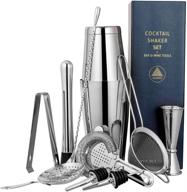 complete silver cocktail shaker set: 11-piece bar kit, drink mixer with essential bar accessories: martini shaker, strainer, jigger, muddler, spoon, & more logo