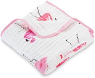 👧 lollybanks muslin quilts: очень мягкое одеяло с принтом фламинго для девочек - 100% хлопок, пеленки для детской и детской кроватки, легкий и большого размера - идеально для младенцев, малышей и детей (47"x47") логотип