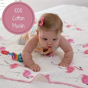 img 1 attached to 👧 LollyBanks Muslin Quilts: Очень мягкое одеяло с принтом фламинго для девочек - 100% хлопок, пеленки для детской и детской кроватки, легкий и большого размера - идеально для младенцев, малышей и детей (47"x47")