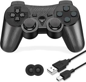 img 4 attached to 🎮 Premium PS-3 Wireless Controller - Enhanced Gamepad with Double Vibration, Compatible with Play-Station 3 - Includes Charging Cable (Black Circuit Pattern)