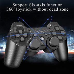 img 1 attached to 🎮 Premium PS-3 Wireless Controller - Enhanced Gamepad with Double Vibration, Compatible with Play-Station 3 - Includes Charging Cable (Black Circuit Pattern)