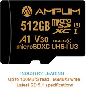 img 3 attached to Amplim Extreme High Speed 512GB Micro SD Card - MicroSDXC U3 Class 10 V30 📸 UHS-I TF with Adapter: Ideal for Nintendo Switch, GoPro Hero, Surface, Galaxy Phone, Camera Security, Tablet