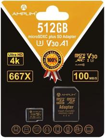 img 4 attached to Amplim Extreme High Speed 512GB Micro SD Card - MicroSDXC U3 Class 10 V30 📸 UHS-I TF with Adapter: Ideal for Nintendo Switch, GoPro Hero, Surface, Galaxy Phone, Camera Security, Tablet