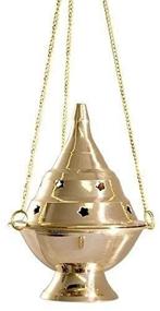 img 2 attached to 🔥 4.5&quot; H Brass Burners Hanging Censer/Charcoal Incense Burner - Enhance Your Accessory Collection