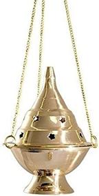 img 1 attached to 🔥 4.5&quot; H Brass Burners Hanging Censer/Charcoal Incense Burner - Enhance Your Accessory Collection