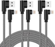 🔌 10ft 90 degree lightning cable 3 pack - fast charger for iphone 12 11 xs max xr x 8 7 6s plus - nylon braided, right angle iphone charging cord logo