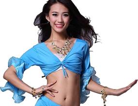 img 2 attached to 🧜 ZLTdream Women's Belly Dance Top - Mermaid Bandage Long Sleeves