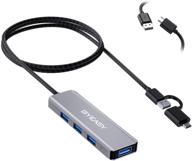 💻byeasy usb 3.0 хаб с 4 портами, алюминиевый usb хаб 3.1 с микро usb кабелем, usb type-c [thunderbolt 3] к usb хабу включая 2фт продленный оплетенный otg кабель, разветвитель usb для macbook pro, oculus rift s, ps4, ps5. логотип