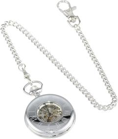 img 3 attached to Charles Hubert Paris Stainless Mechanical Pocket Watch