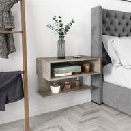 📚 floating nightstand wall shelf - goodyo wood wall mount end table, wide 22 inches логотип