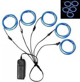 img 1 attached to 🎉 Enhance Your Cosplay and Party Décor with Ourbest 5in1 15Ft Neon Strip Light Wire - 5Pack 3Ft - 3Mode Stay/Slow/Fast Flash EL Wire Lights Battery Pack in Blue