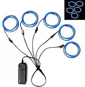 img 2 attached to 🎉 Enhance Your Cosplay and Party Décor with Ourbest 5in1 15Ft Neon Strip Light Wire - 5Pack 3Ft - 3Mode Stay/Slow/Fast Flash EL Wire Lights Battery Pack in Blue