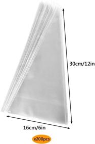 img 4 attached to 🍬 200 PCS Clear Cone Treat Bags with Twist Ties - Cellophane Triangle Bags for Favor Candy, Popcorn, Handmade Cookies - 5 Mix Colors