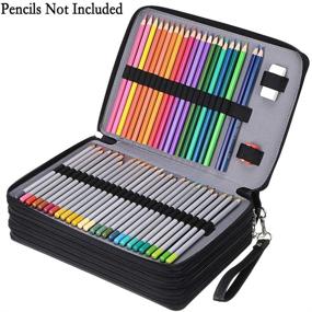 img 2 attached to 🖍️ BTSKY 200 Slots Colored Pencil Organizer - Deluxe PU Leather Pencil Case Holder With Handle Strap - Large Pencil Box for Colored/Watercolor Pencils (Black)