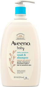 img 4 attached to 👶 Aveeno Baby Daily Moisture Gentle Bath Wash & Shampoo - Natural Oat Extract, Hypoallergenic, Tear-Free, Paraben-Free Formula, Sensitive Hair & Skin, Lightly Scented - 33 fl. oz