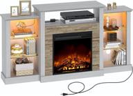 🔥 rolanstar fireplace tv stand: white console for tvs up to 65" with led lights, power outlets, and adjustable glass shelves logo