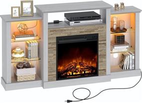 img 4 attached to 🔥 Rolanstar Fireplace TV Stand: White Console for TVs up to 65" with LED Lights, Power Outlets, and Adjustable Glass Shelves