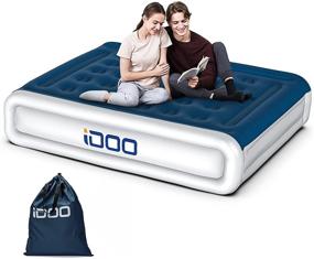 img 4 attached to 🛏️ iDOO Queen Size Air Mattress with Built-in Pump - Inflatable Bed, 2 Minute Fast Blow up, Easy to Store, Suitable for Home Camping - 80x60x18 inches, Maximum 650lb Support