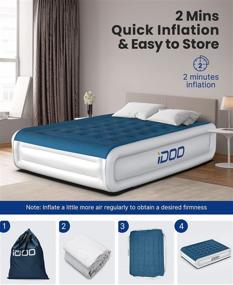 img 3 attached to 🛏️ iDOO Queen Size Air Mattress with Built-in Pump - Inflatable Bed, 2 Minute Fast Blow up, Easy to Store, Suitable for Home Camping - 80x60x18 inches, Maximum 650lb Support