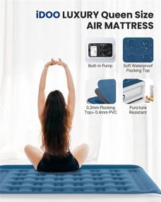 img 2 attached to 🛏️ iDOO Queen Size Air Mattress with Built-in Pump - Inflatable Bed, 2 Minute Fast Blow up, Easy to Store, Suitable for Home Camping - 80x60x18 inches, Maximum 650lb Support