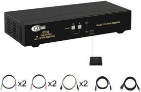 img 4 attached to 🖥️ Переключатель KVM CKLau для двух мониторов DVI с расширенным дисплеем, аудио, микрофоном и USB 2.0 Hub для улучшенной связи.