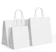 🛍️ gssusa kraft paper bags 8x4.25x10, 10x5x13, 16x6x12 - bundle of 50 pcs each: gift, shopping, craft, and merchandise bags, with handles - 100% recyclable logo