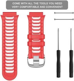 img 2 attached to 🔴 NotoCity мягкий силиконовый ремешок для часов, совместимый с Garmin Forerunner 920XT - красно-белый заменяемый браслет для мужчин и женщин - идеальный спортивный ремешок