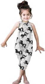 img 1 attached to 👧 Cute Backless Halter Jumpsuit for Kids: MeeKing Toddler Romper - Casual Rompers with Pockets and Wide Harem Strap Pants