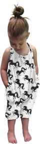 img 2 attached to 👧 Cute Backless Halter Jumpsuit for Kids: MeeKing Toddler Romper - Casual Rompers with Pockets and Wide Harem Strap Pants
