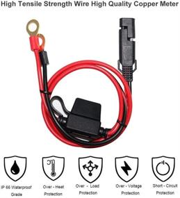 img 3 attached to 🔌 [2 PACK] High-performance 2FT Motorcycle Battery Charger Cord, Sae to O Ring Terminal Quick Disconnect Assembly Extension Cable, Sae 2Pin Wire Harness Reverse Polarity Adapter Port Accessory, 10A Fuse