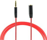 🎧 conwork 2-pack 3.5mm audio extension cable male to female auxiliary 4-conductor trrs stereo - gold plated connectors for apple, samsung, motorola, htc, nokia, lg, sony & more, 3ft (red) logo