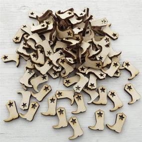 img 2 attached to 👢 Rustic Wooden Wedding Confetti: Small Engraved Cowgirl/Cowboy Boots with Star Cutout - Pack of 100 - Party Table Scatter Decorations