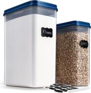 🍱 bpa-free plastic food storage containers with lids, lockcoo 2-pack (196oz+115oz) - extra large tall containers for flour & sugar - kitchen & pantry organization with 24 labels логотип