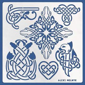 img 2 attached to 🔥 Enhance Your Crafting with Aleks Melnyk #39 Metal Journal Stencils: Celtic Knot, Round and Dragon - Stainless Steel Irish Stencils Kit 3 PCS for Wood Burning, Engraving, Scandinavian, Viking Symbols