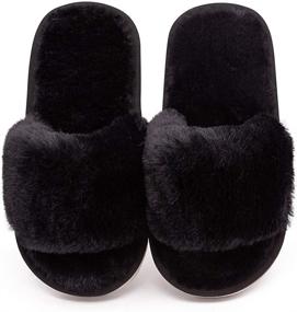 img 1 attached to Slippers Fluffy Outdoor Rainbow Numeric_1_Point_5 Boys' Shoes via Slippers